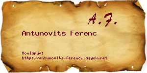 Antunovits Ferenc névjegykártya